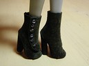 Grey leather ankle boots