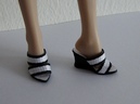 Black and white wedge soles