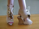 Leather and cork ankle boots